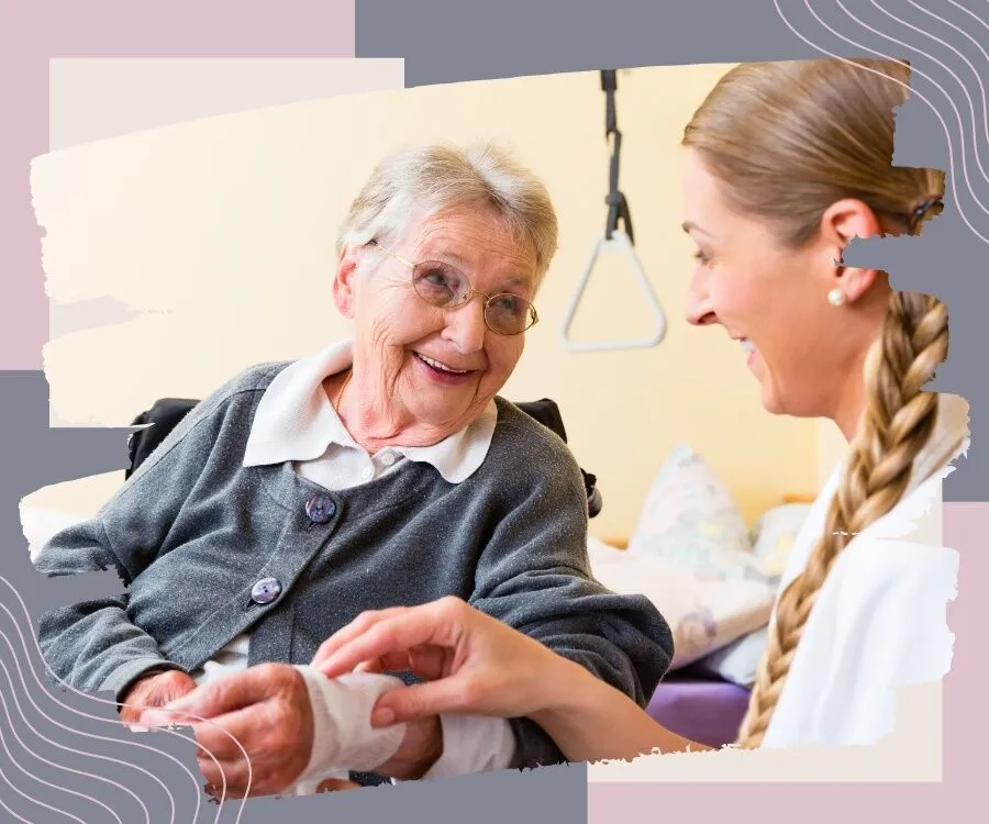 Compassionate-Assistenza-Healthcare-nurse-providing-in-home-wound-care-to-a-patient-in-DuPage-County