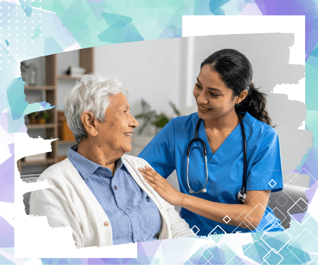 home-health-care-south-cook-county-il-elderly-care A medical employee provides compassionate home health care to an elderly patient in South Cook County, IL.
