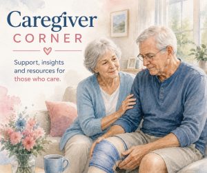 Caregiver and spouse together after surgery